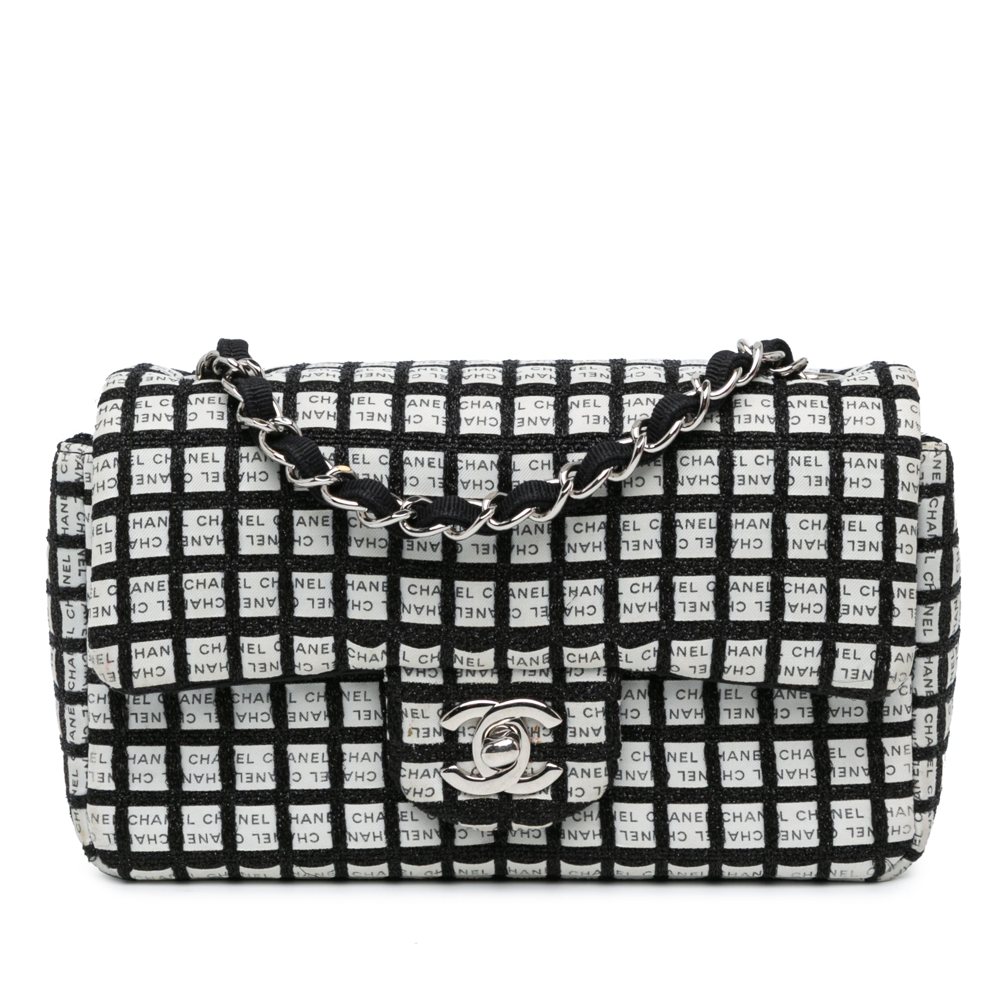 Chanel | Pre-Owned Mini Rectangular Classic Ribbon Tweed Double Flap | White