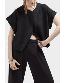 Fabien Silk Mini Shirt Jacket | Black