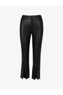 Faux Leather 7/8 Split Front Pant | Black