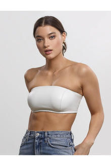 Faux Leather Bandeau Bralette | White