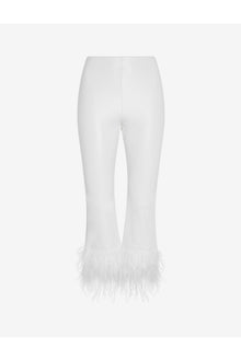 Faux Leather Feather Crop Flare | White