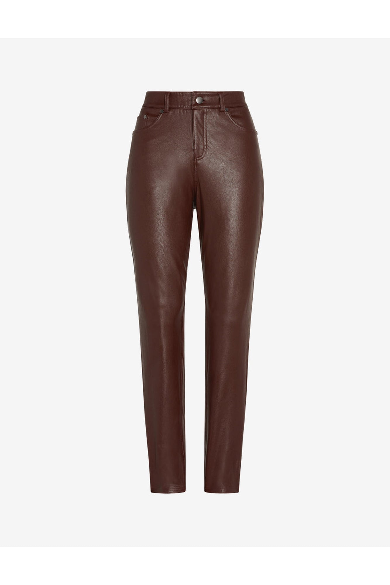 Faux Leather Five Pocket Pant | Oxblood