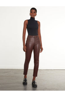 Faux Leather Five Pocket Pant | Oxblood