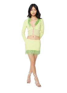 Womens | Feather Trim Mini Skirt | Lime