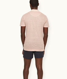 Felix Linen Resort Collar Linen Pique Polo Shirt | Seashell Pink
