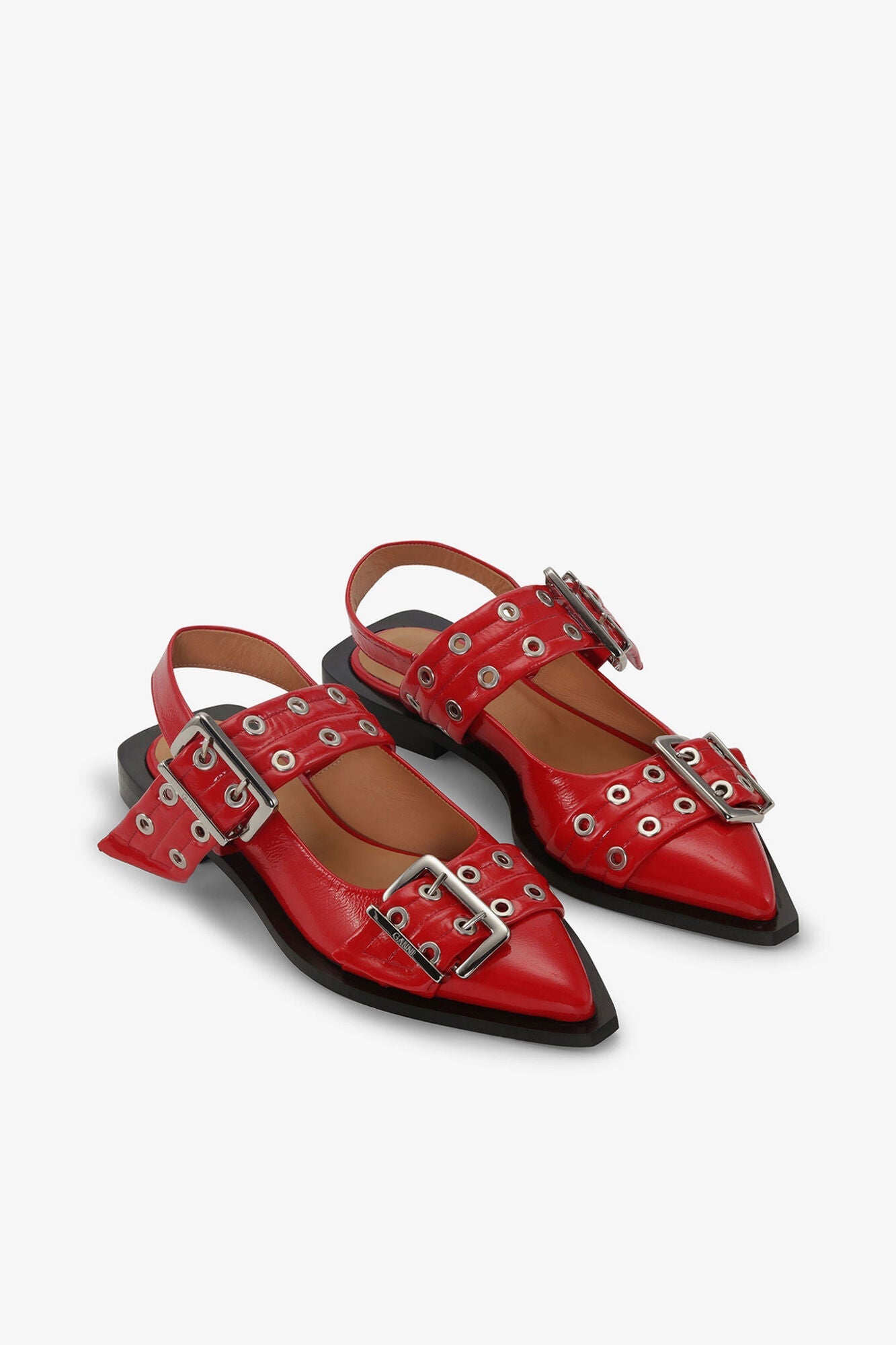 Feminine Buckle Ballerinas in | Racing Red