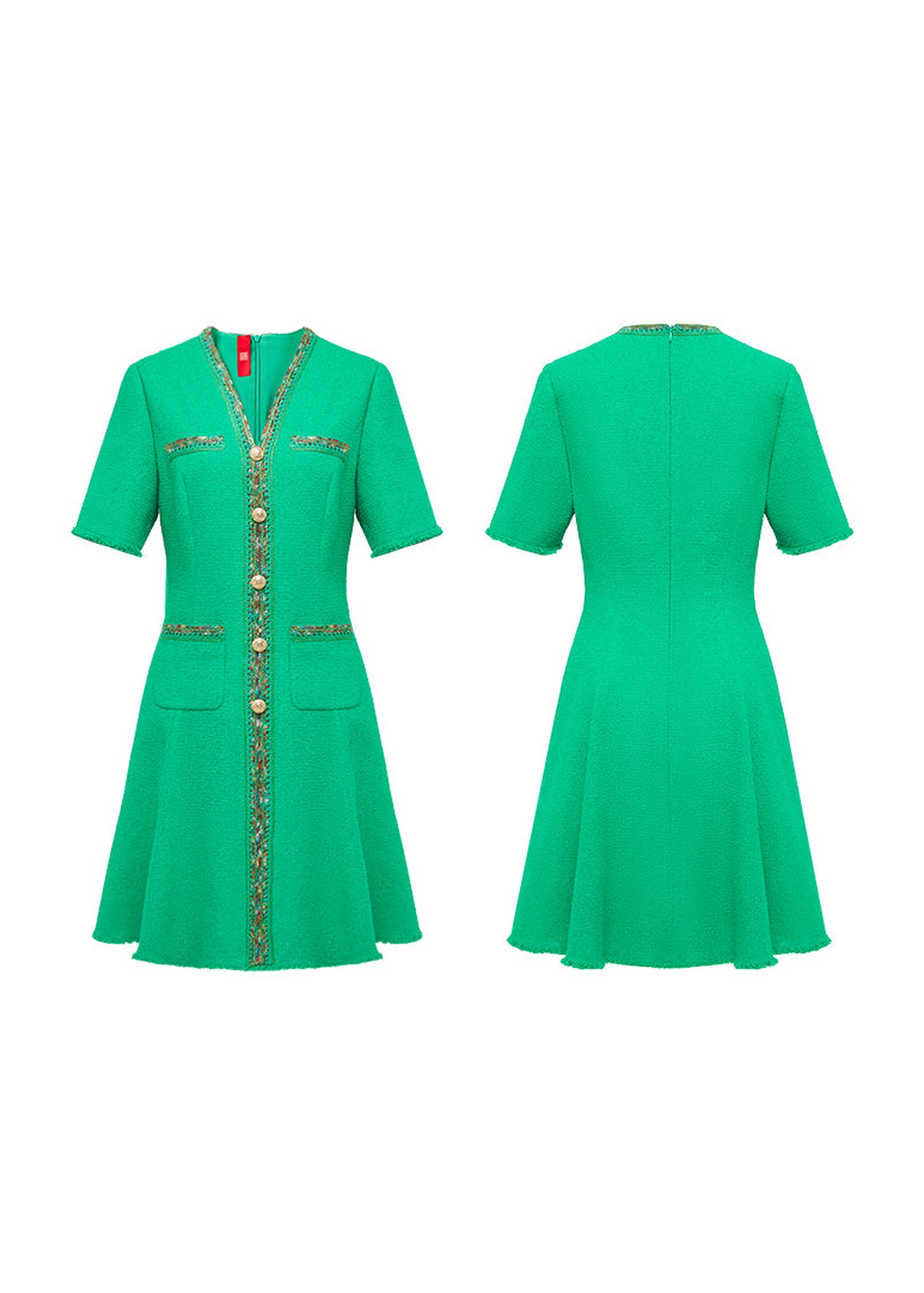 Fine Tweed Dress | Green
