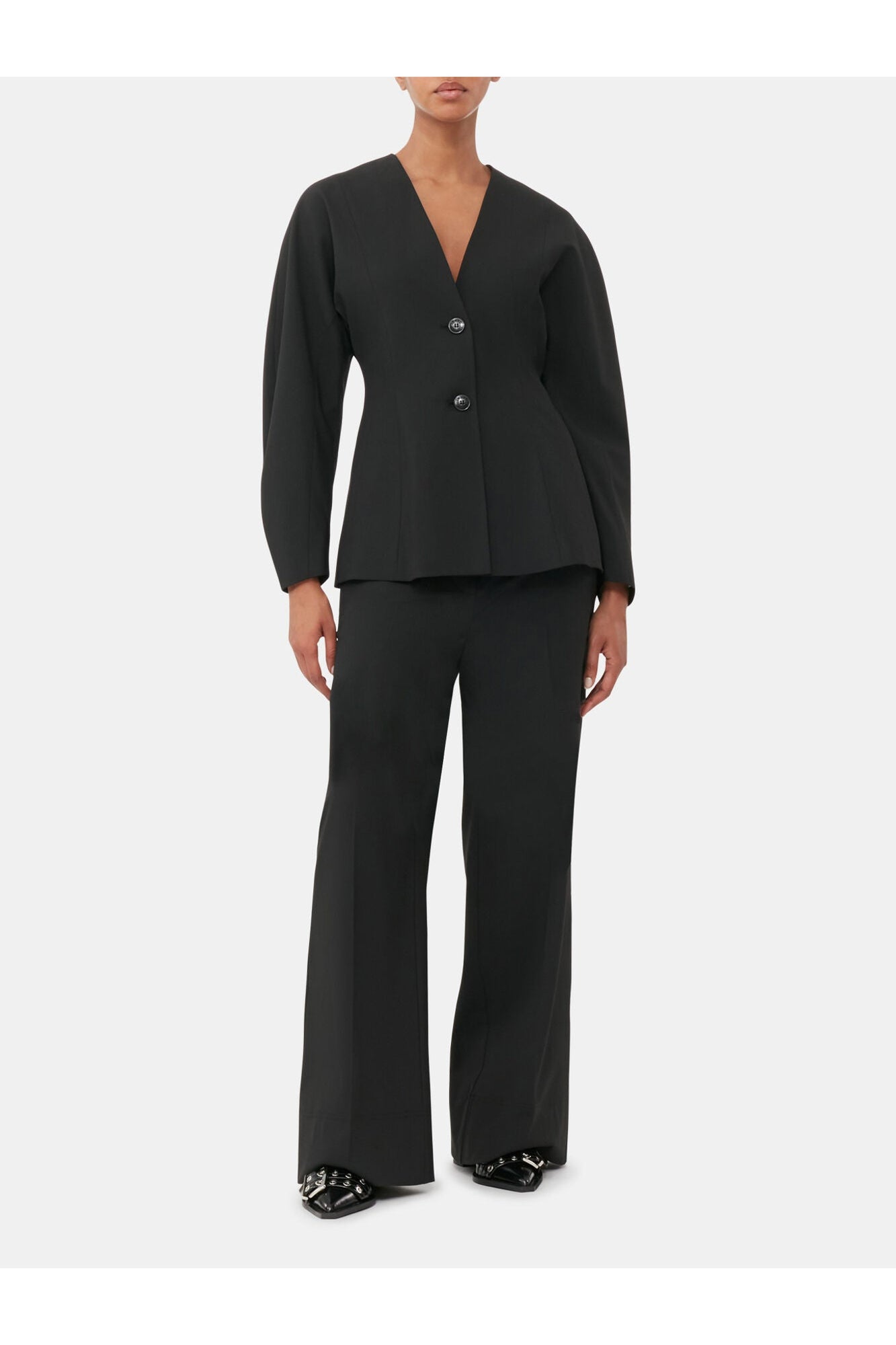 Fitted Drapey Melange Blazer | Black