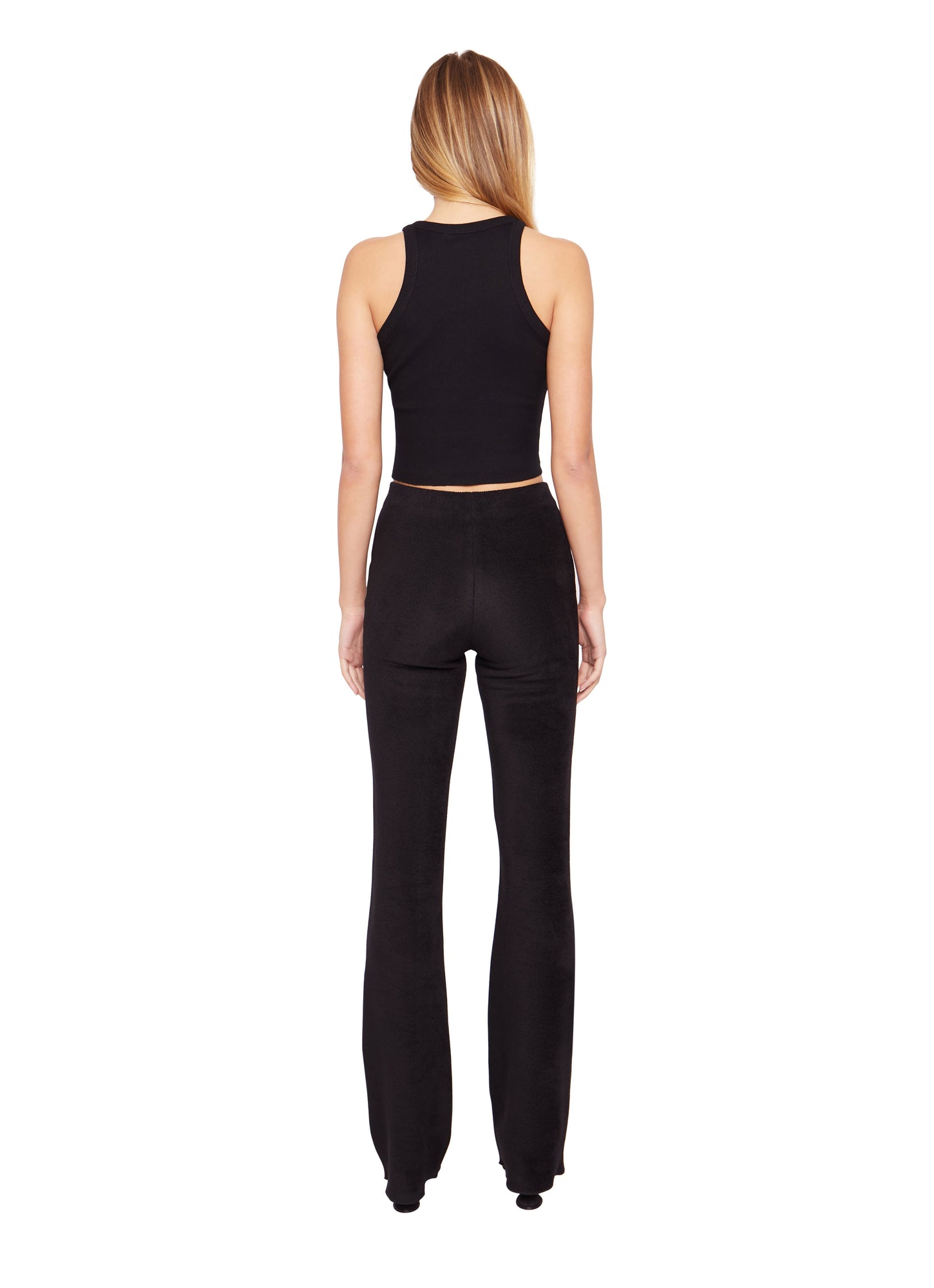 Womens | Flared Rib Knit Leggings | Black