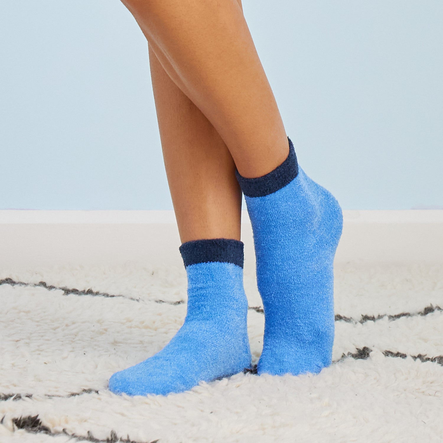 Cozy Fleece Lounge Socks with Silicone Grips | Glacier