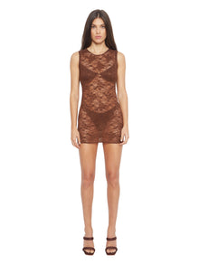 Womens | Floral Lace Dress | Brown