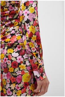 Floral Silk Blend Gather Dress | Mole