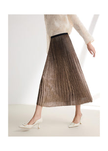 Foil Pleated Skirt | Golden