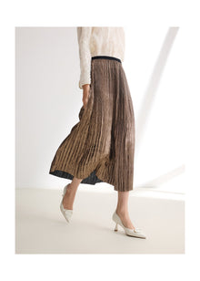 Foil Pleated Skirt | Golden