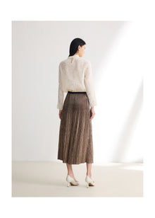Foil Pleated Skirt | Golden