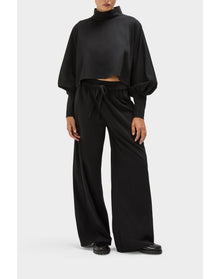 Friya Wool Pajama Inspired Pant | Black