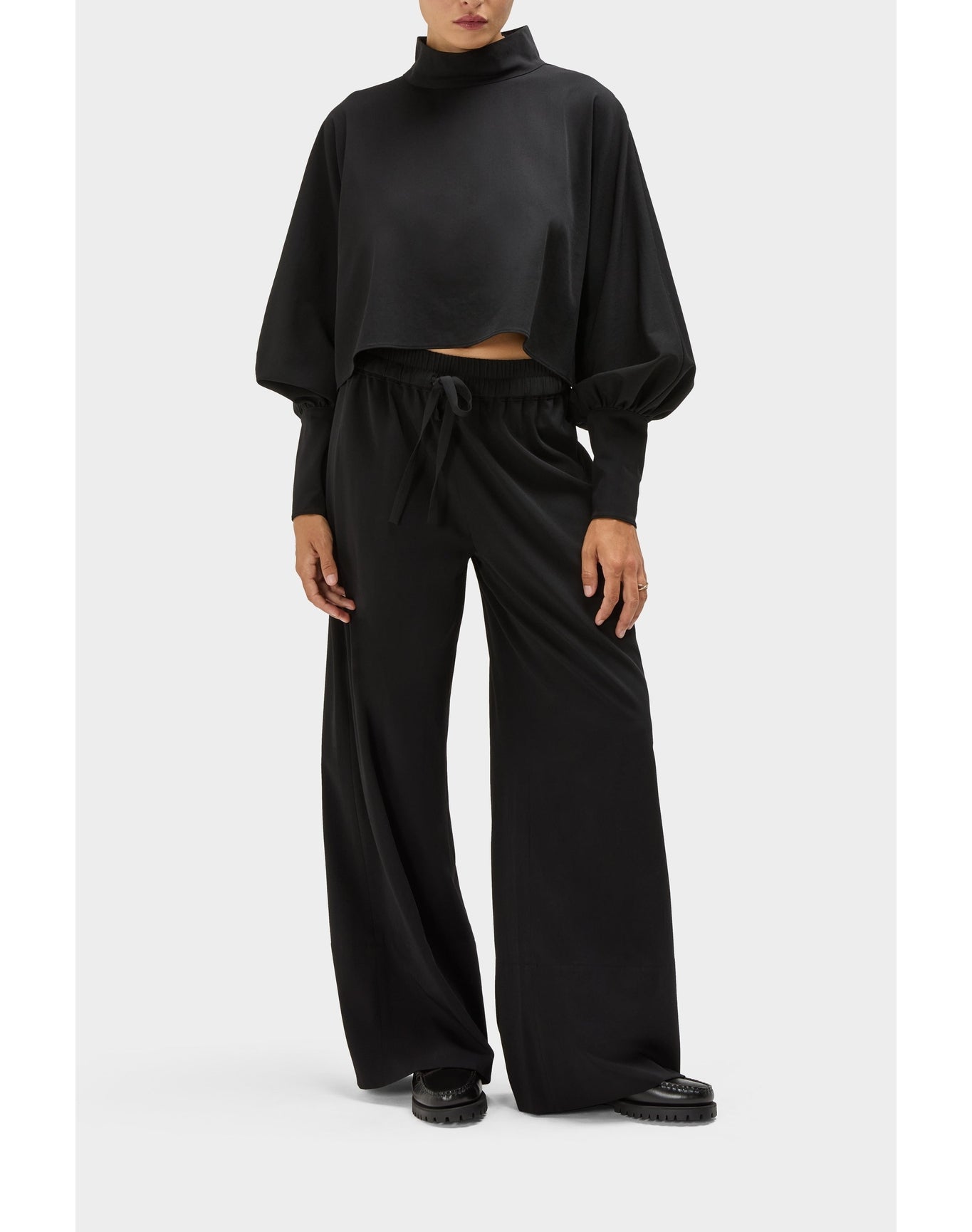Friya Wool Pajama Inspired Pant | Black