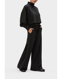 Friya Wool Pajama Inspired Pant | Black