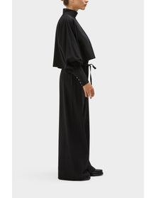 Friya Wool Pajama Inspired Pant | Black