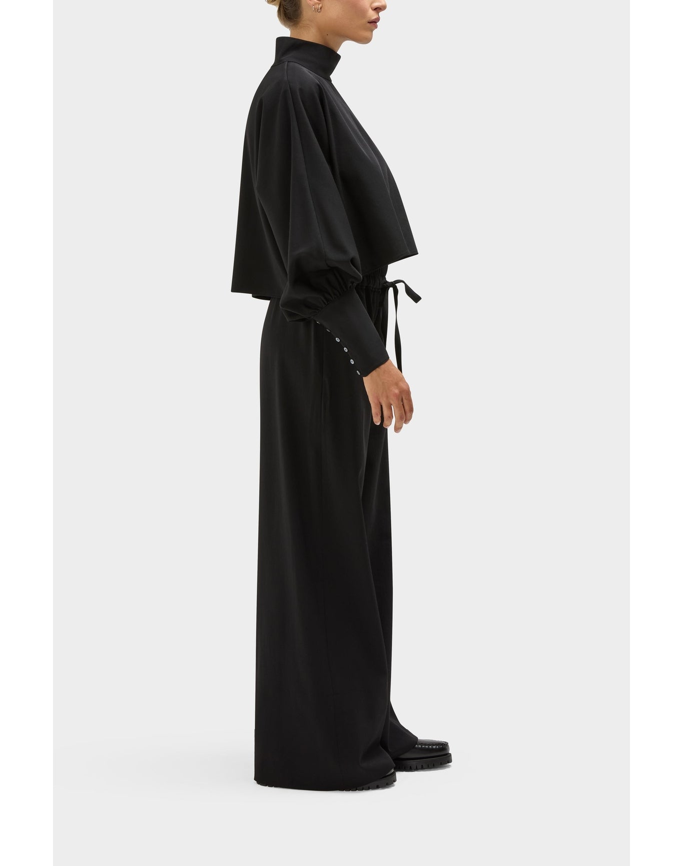 Friya Wool Pajama Inspired Pant | Black
