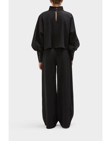 Friya Wool Pajama Inspired Pant | Black