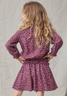 Girls |  Ruffle Edge Smock Top | Berry Red Dot