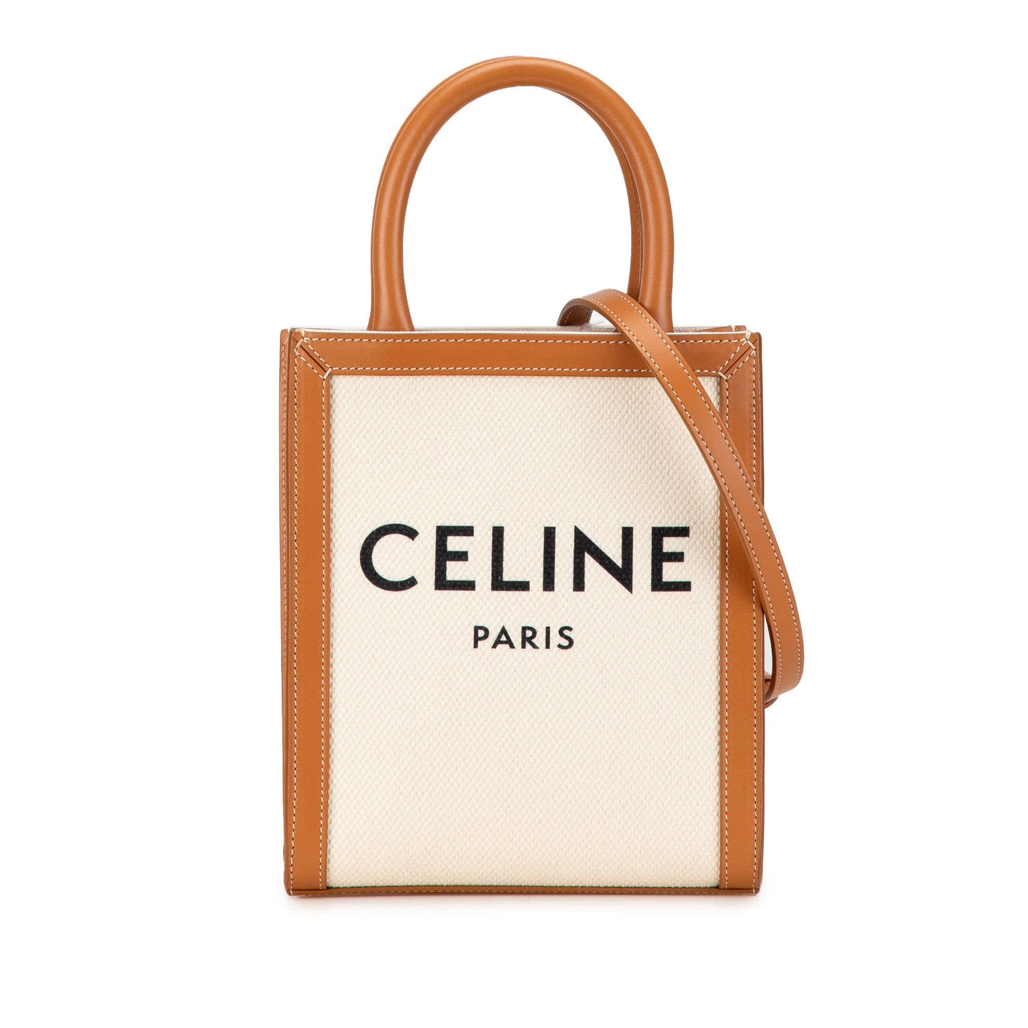 Celine | Pre-Owned Mini Canvas Vertical Cabas Satchel | Brown