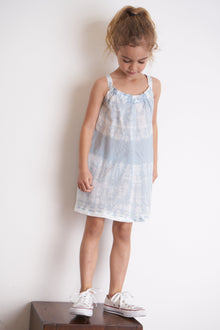 Girls |  Ruffle Edge Swing Dress | Oasis Blue Tie Dye