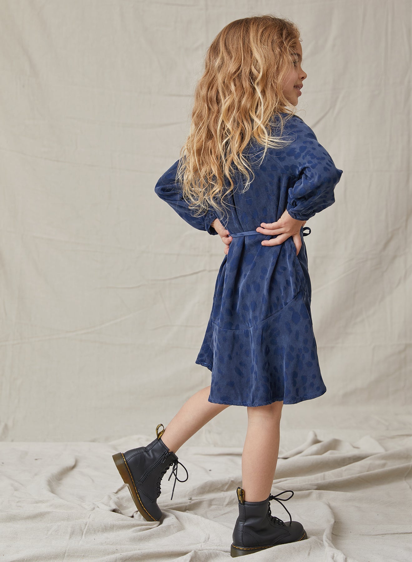 Girls |  Henley Ruffle Dress | Deep Sapphire