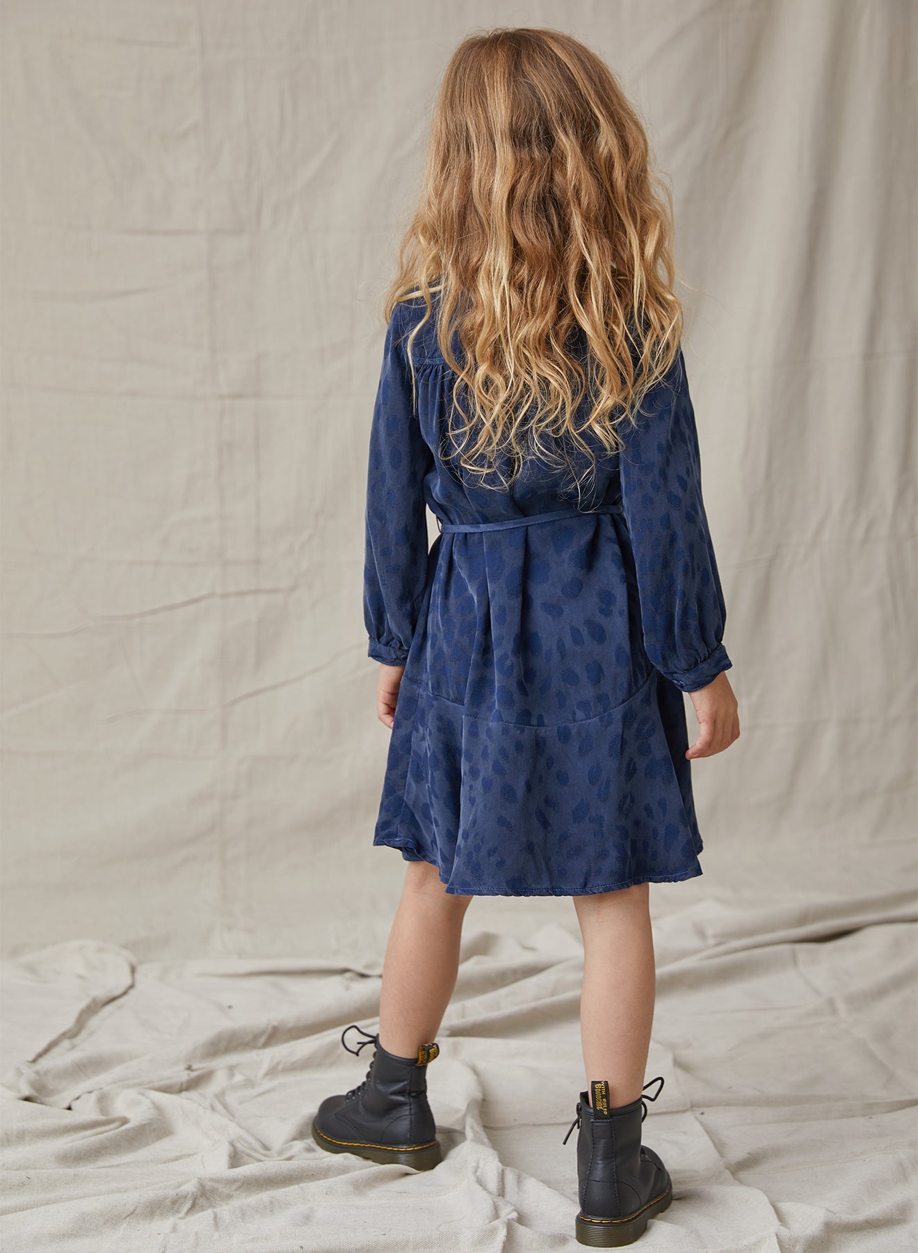 Girls |  Henley Ruffle Dress | Deep Sapphire