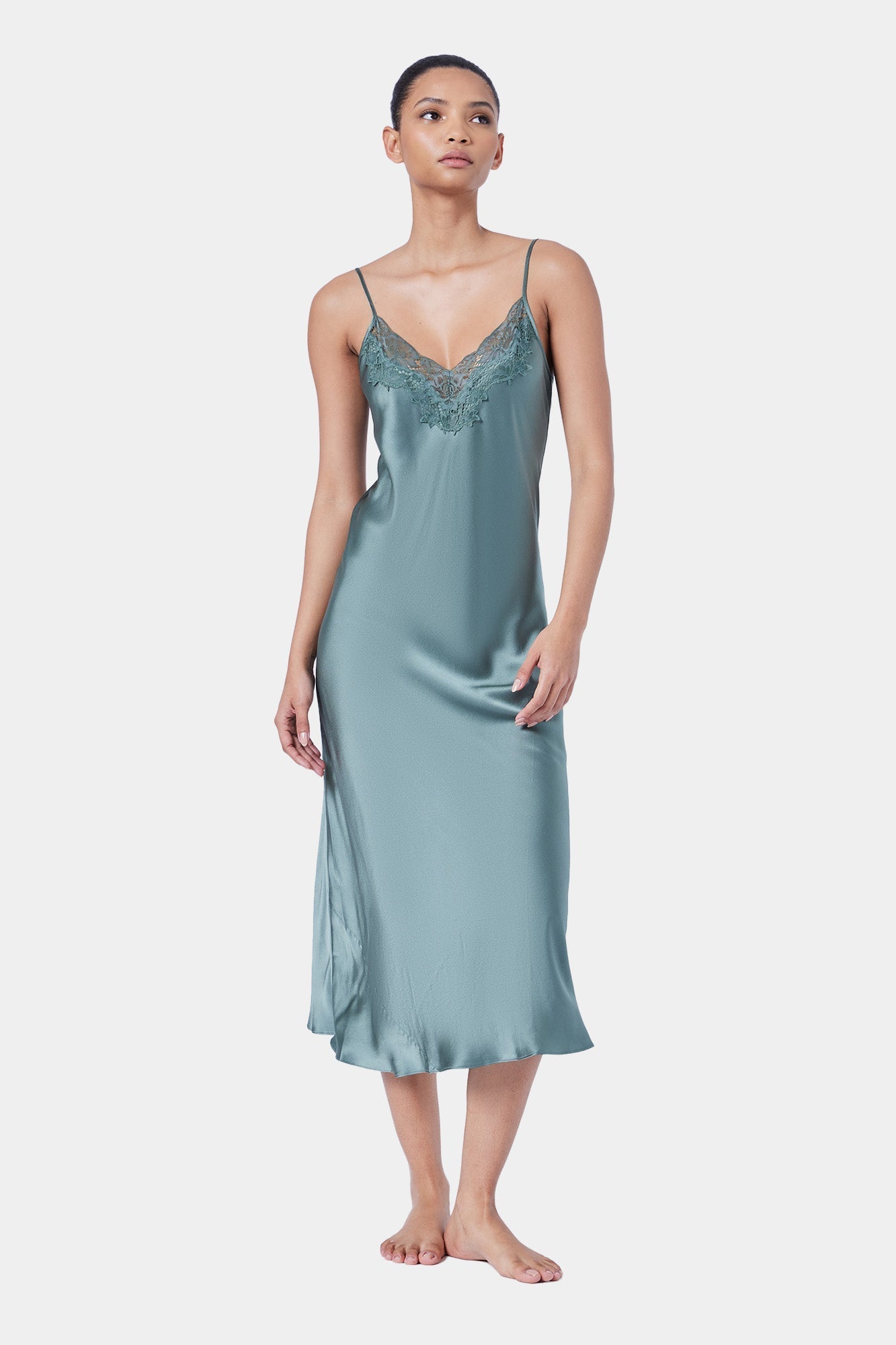 Silk Lace Slip | Moss