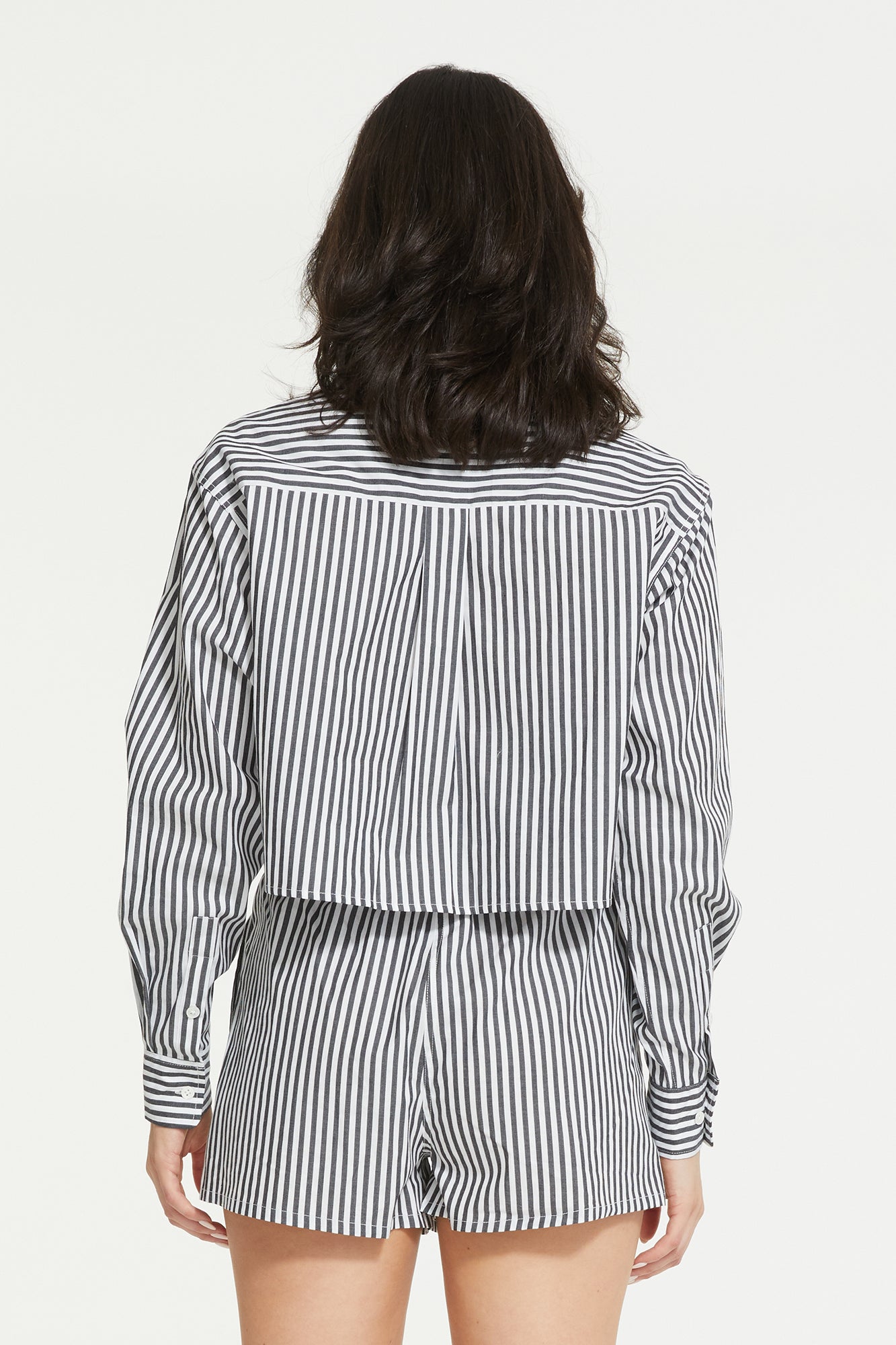 Franca Stripe Crop Shirt | Black Stripe