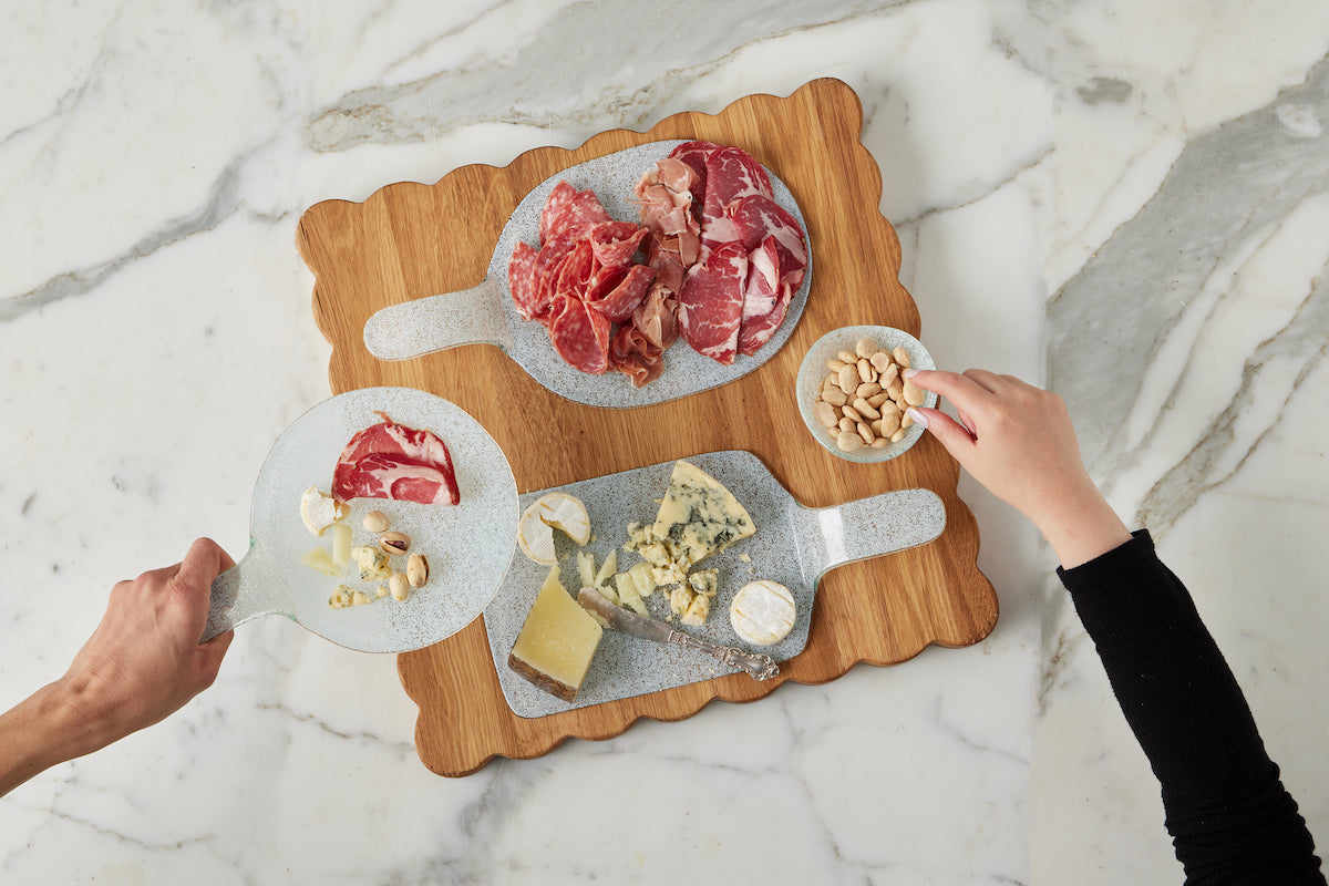 Mini Glass Rectangle Cheese Trays | White | Set of 4