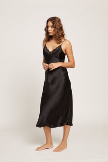 Silk Slip with Lace | Black