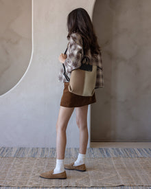 Bedford Merino Wool Midi Colorblock Backpack | Cumin / Clay