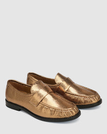 Womens | Goldie Leather Loafer | Gold Foil