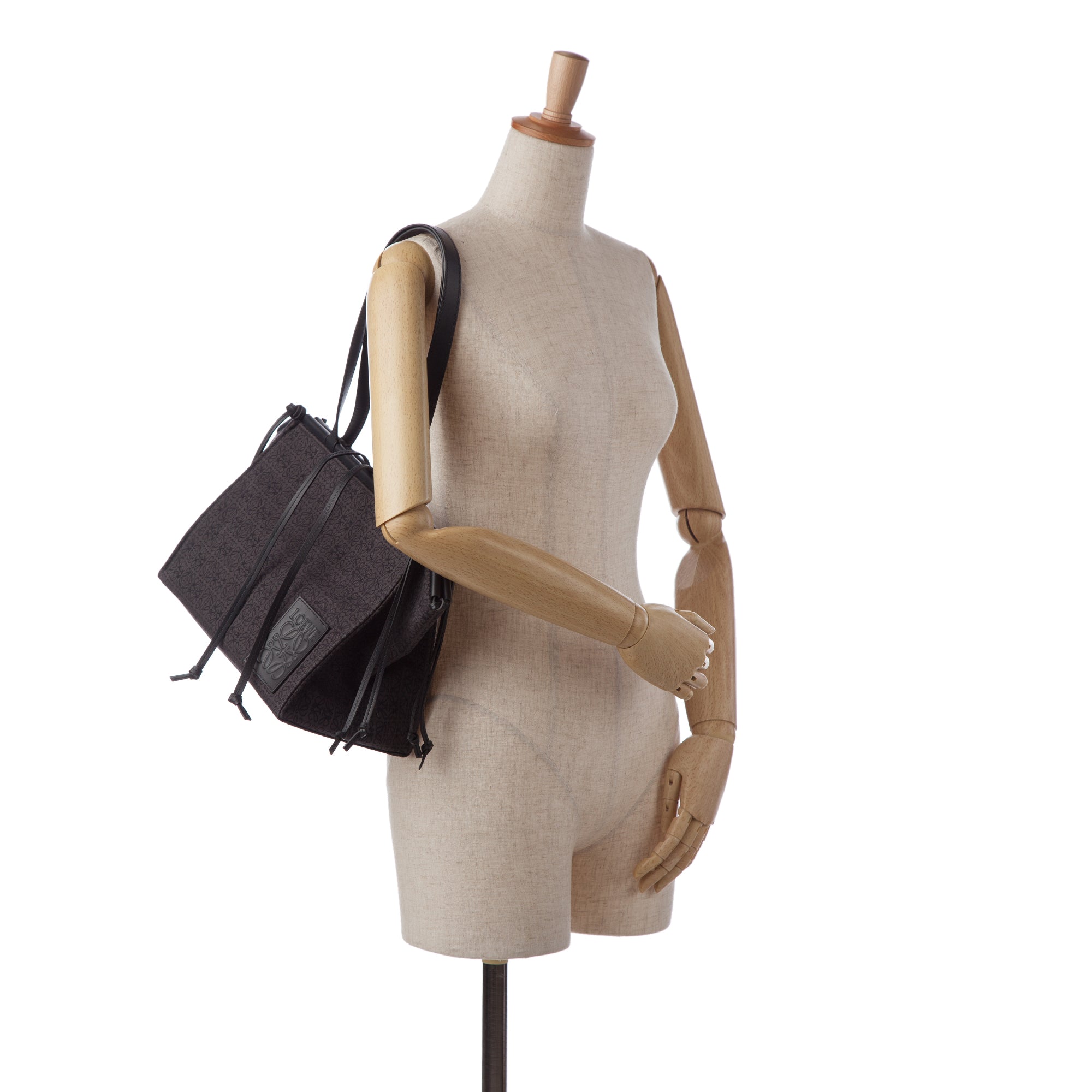 LOEWE | Pre-Owned Anagram Canvas Cushion Tote Bag | Black