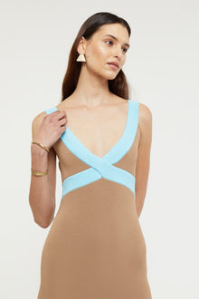 Lilian Dress | Sand/Aqua