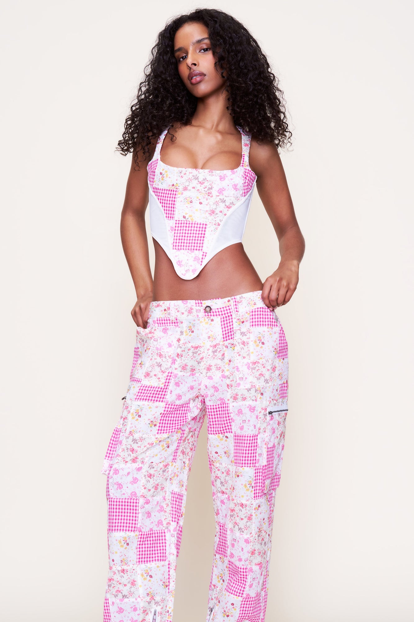 Womens | Adrian Patchwork Pant | Pink Multi Plaid