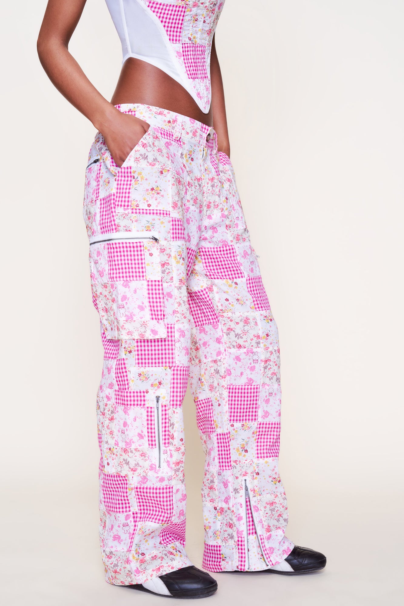 Womens | Adrian Patchwork Pant | Pink Multi Plaid