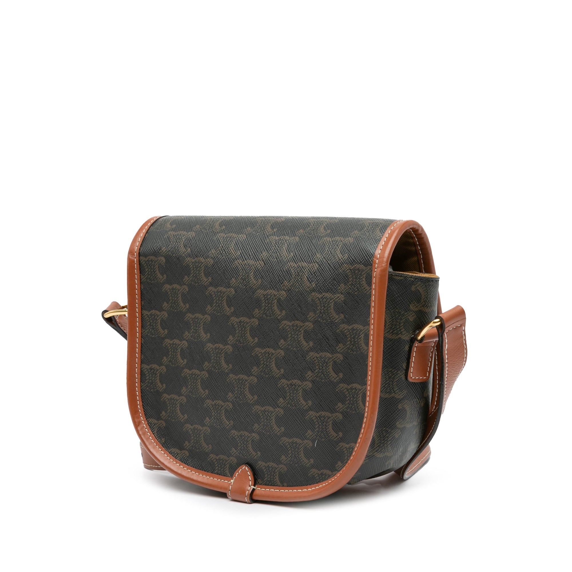 Celine | Pre-Owned Medium Triomphe Coated Canvas Folco Crossbody | Brown