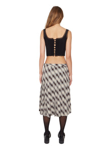 Womens | Gibson Pleated Skirt | Brown/Blue Plaid