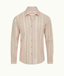 Giles Stripe Classic Collar Tailored Fit Cotton Shirt With Soft Stripe | Pink/Grey Stripe