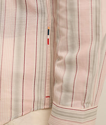 Giles Stripe Classic Collar Tailored Fit Cotton Shirt With Soft Stripe | Pink/Grey Stripe