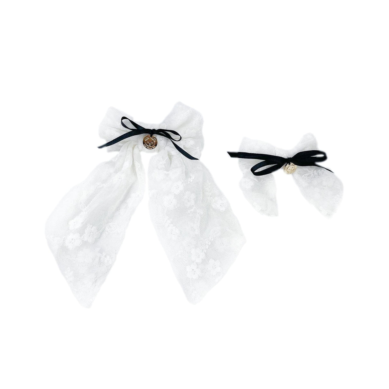 Girl | Embroidered Flower Hair Bows | White