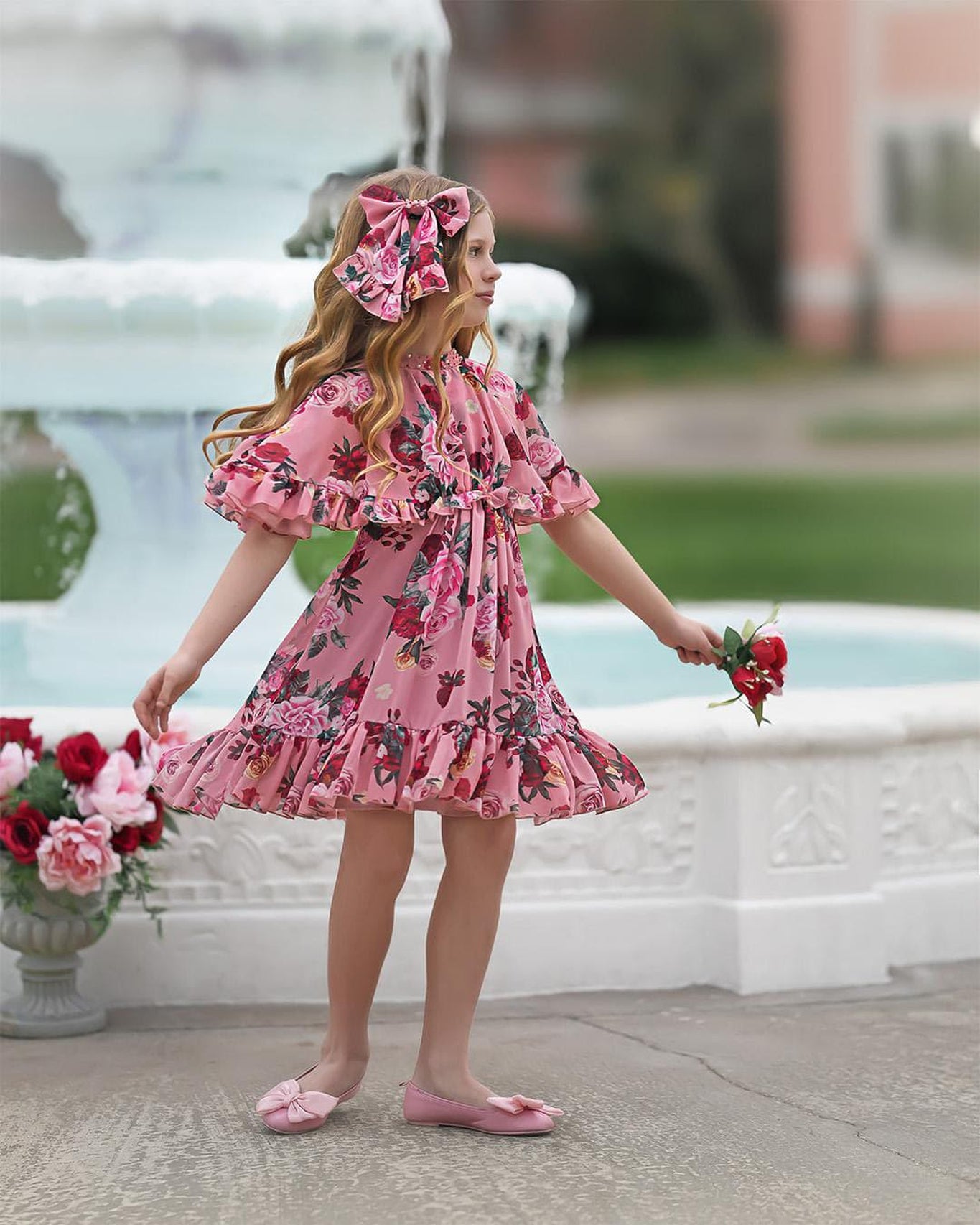 Girl | Flora Flower Print Dress | Pink