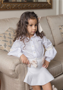 Girl | Herringbone Blouse | White