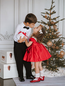 Girl | Holly Amad Satin Ceremony Dress | Red