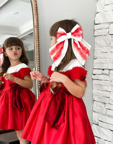 Girl | Holly Ruffle Hair Bow | Red