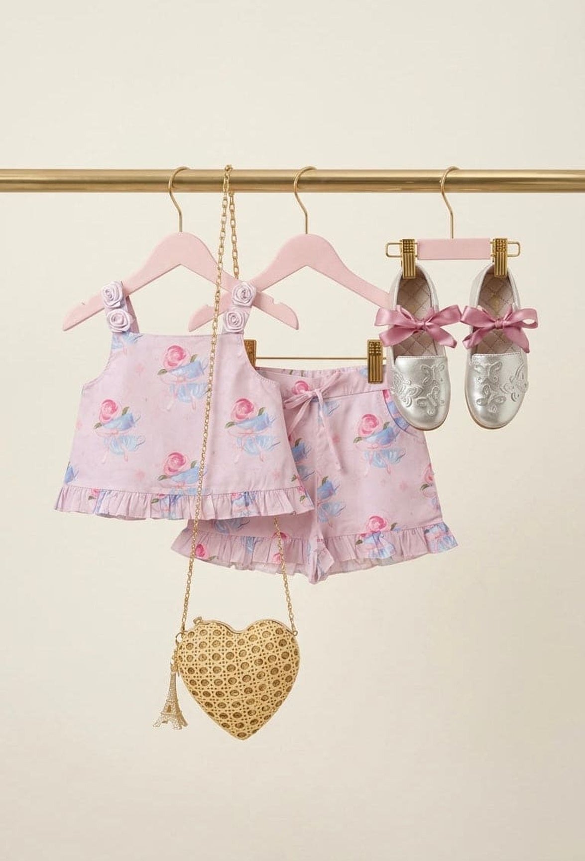 Girl | Maya Teacup Girls' Top and Shorts Set | Pink x Blue
